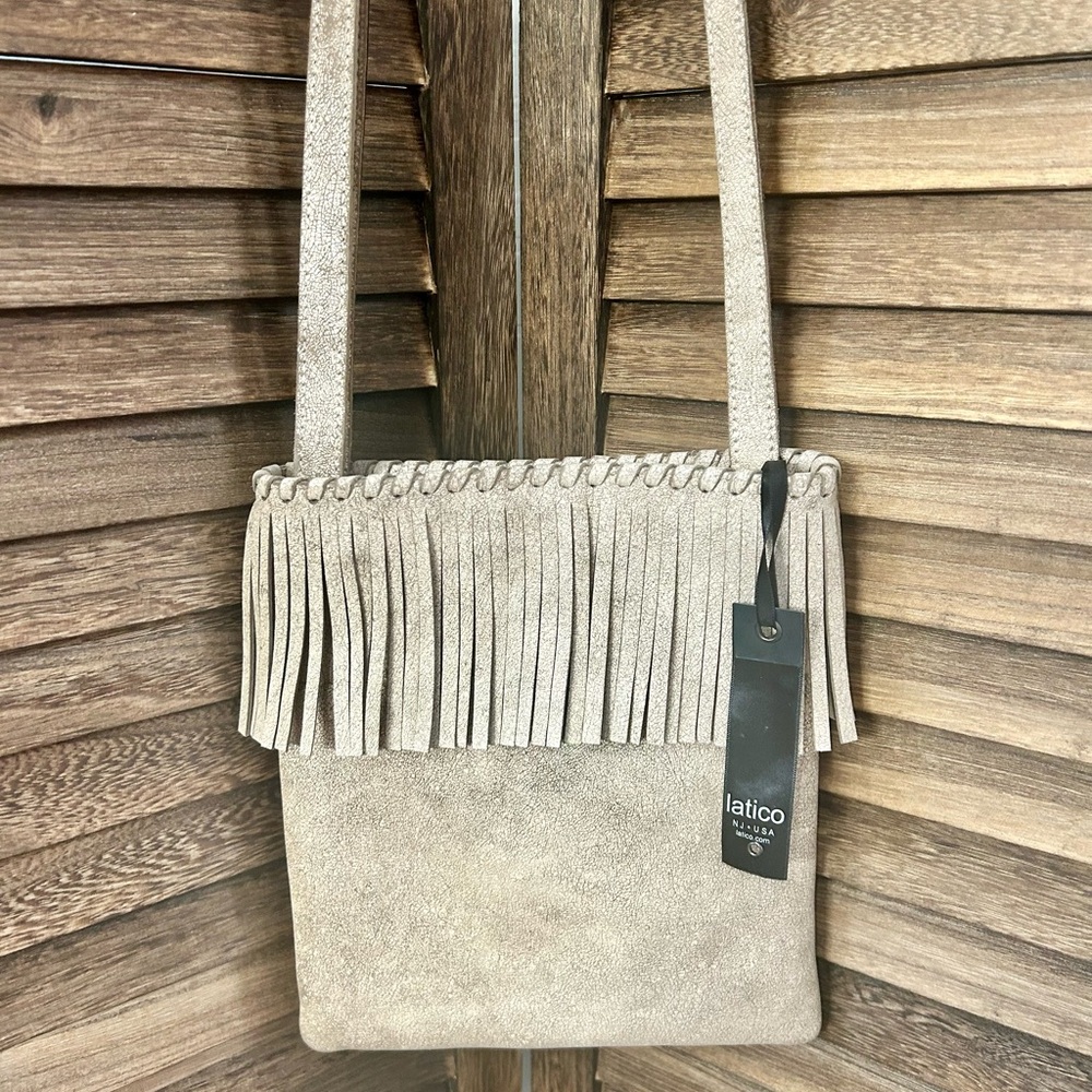 Latico Distressed Leather Taupe Crossbody Bag NWT Small
